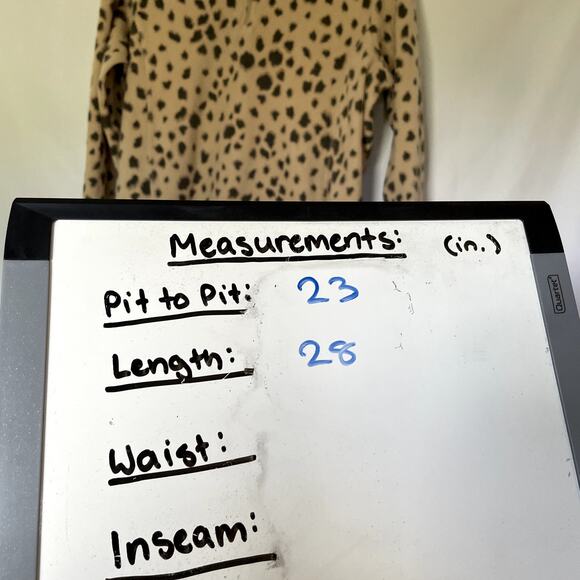 Lands' End Cheetah print tan black women's size L T quarter zip sweater fleece - Picture 7 of 8